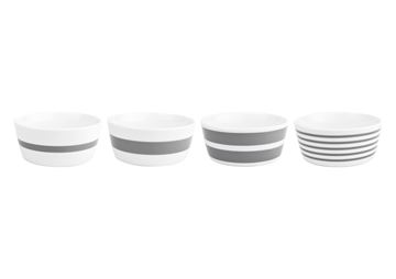 Salt en pepper bowls stripes grijs